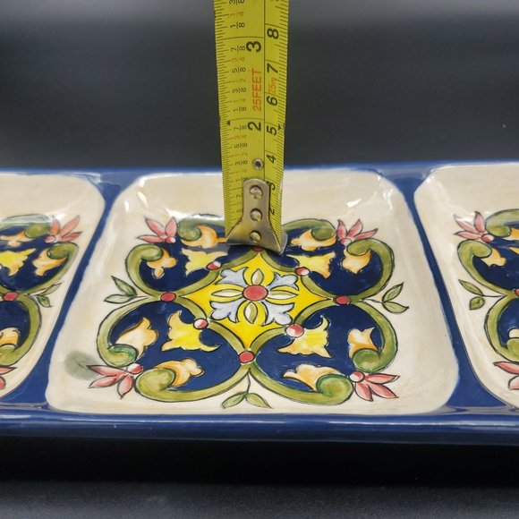 Mediterranean Appartif Tray Three Sections Signed - Picture 10 of 10